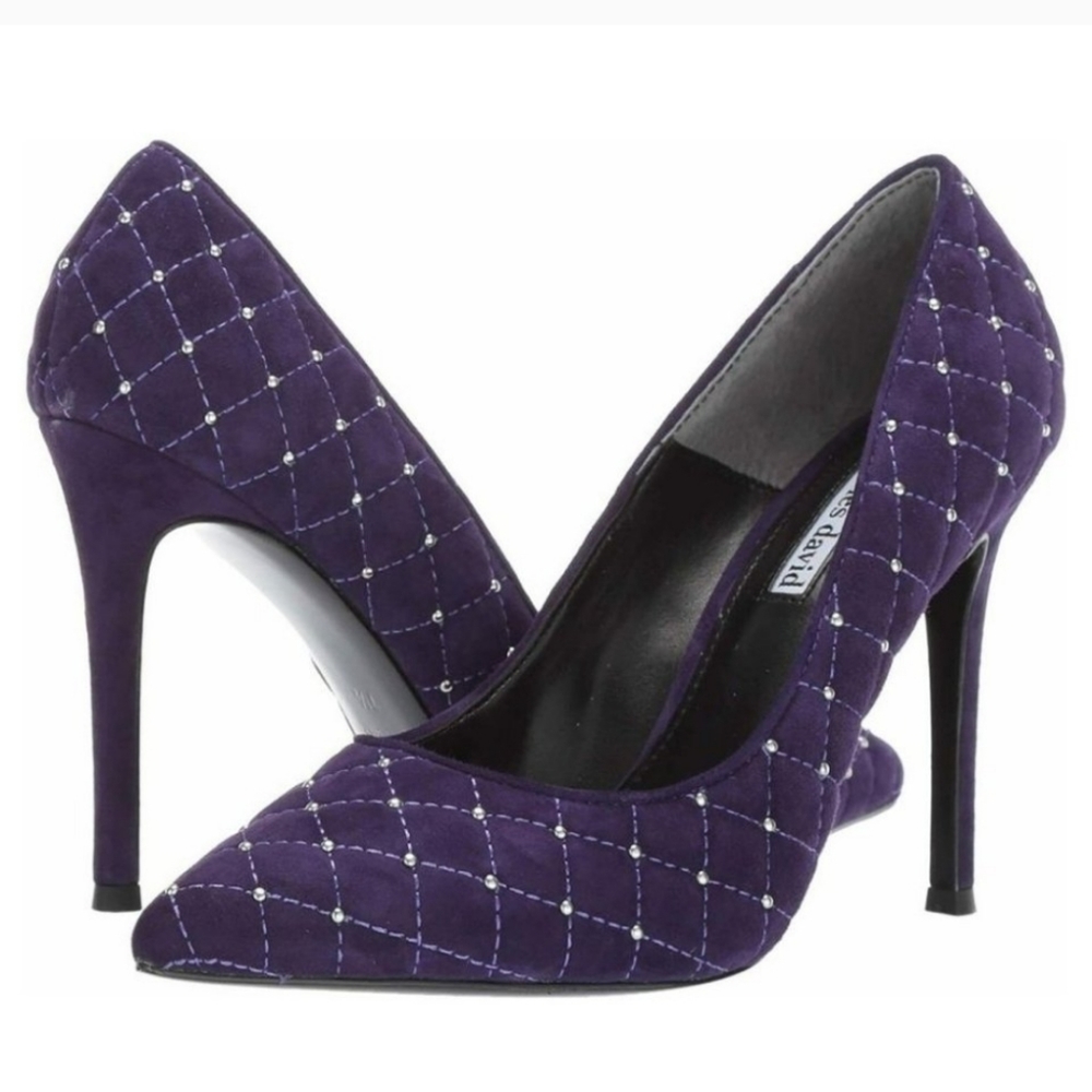 👣CHARLES DAVID Castle Stiletto Evening Dress Heels - Dark Purple footwear